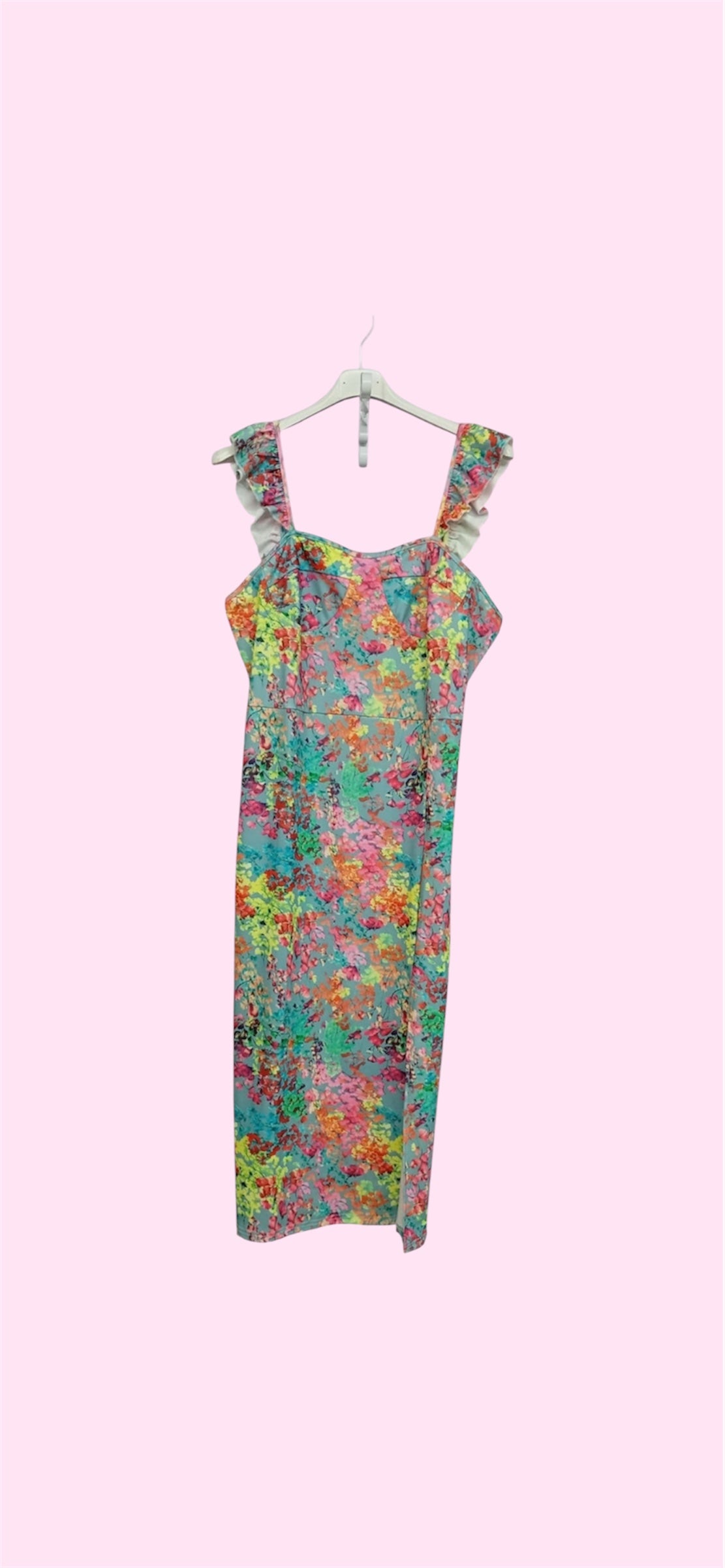 Vestito multicolore con stampa floreale a tubino