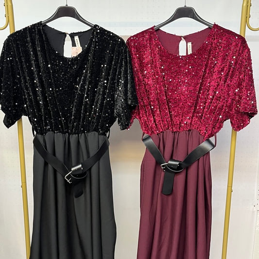 Vestito Paillettes Belt