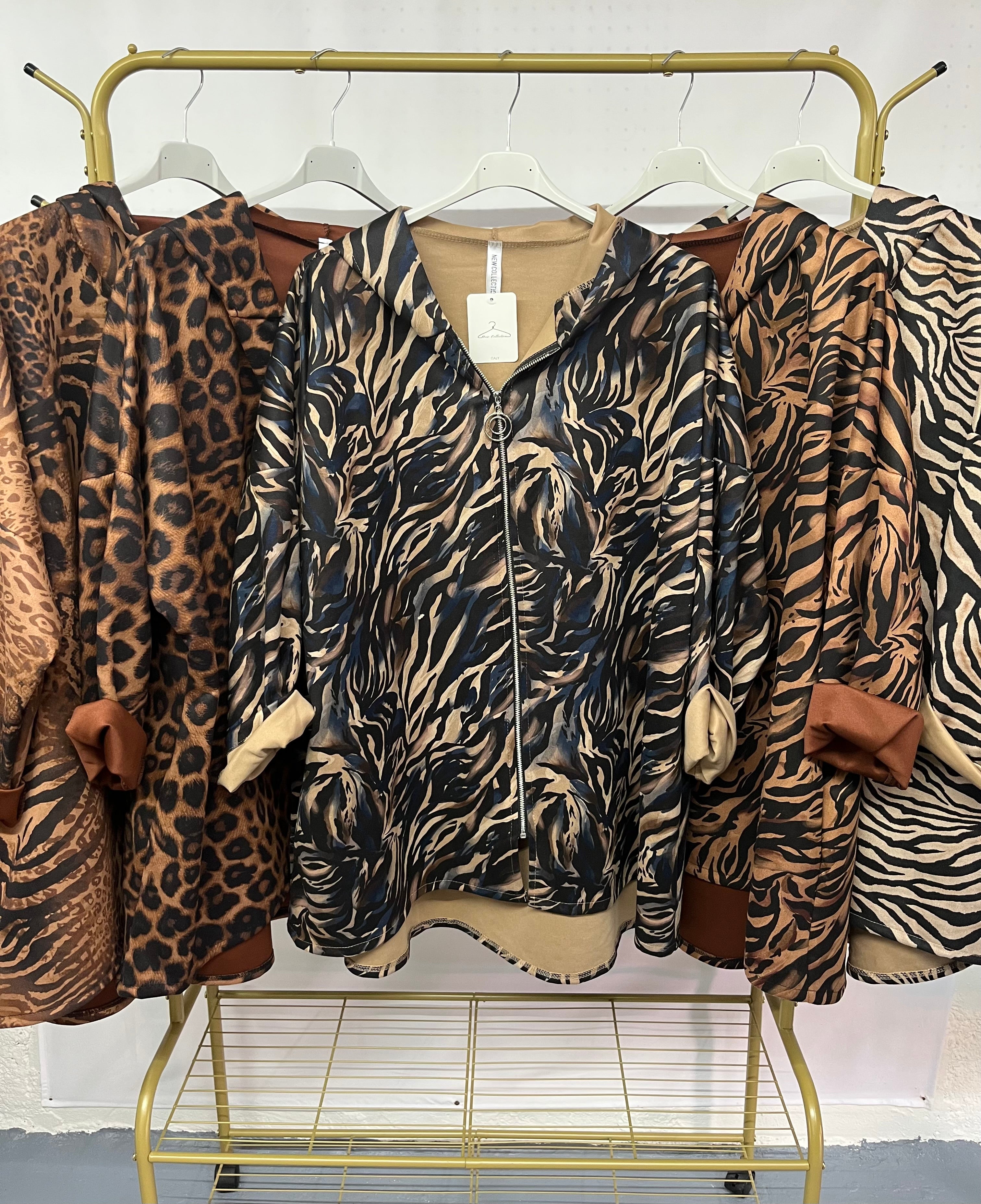 Maglia aperta con zip e cappuccio