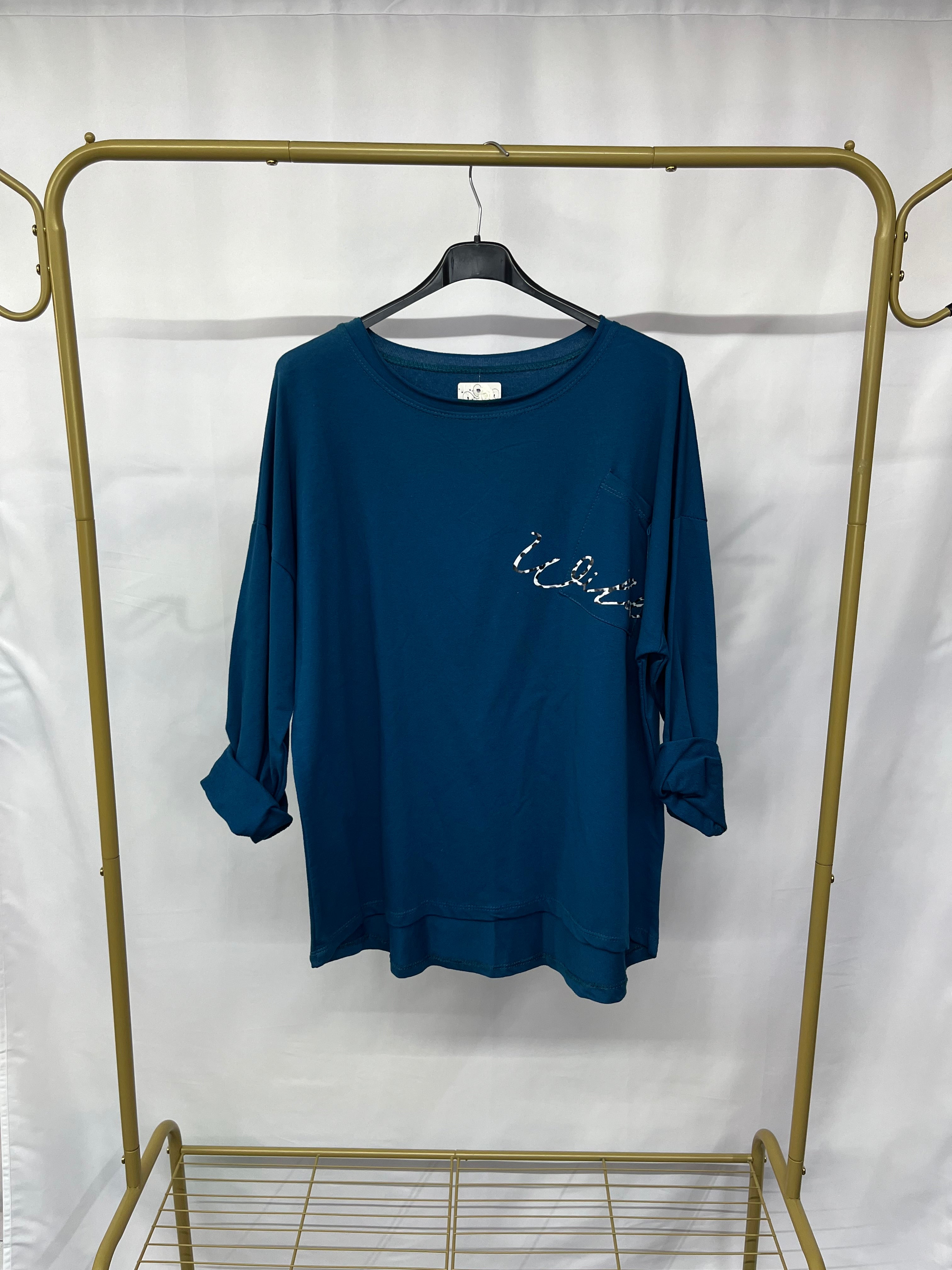 Felpa crew neck con dettaglio maculato su taschino