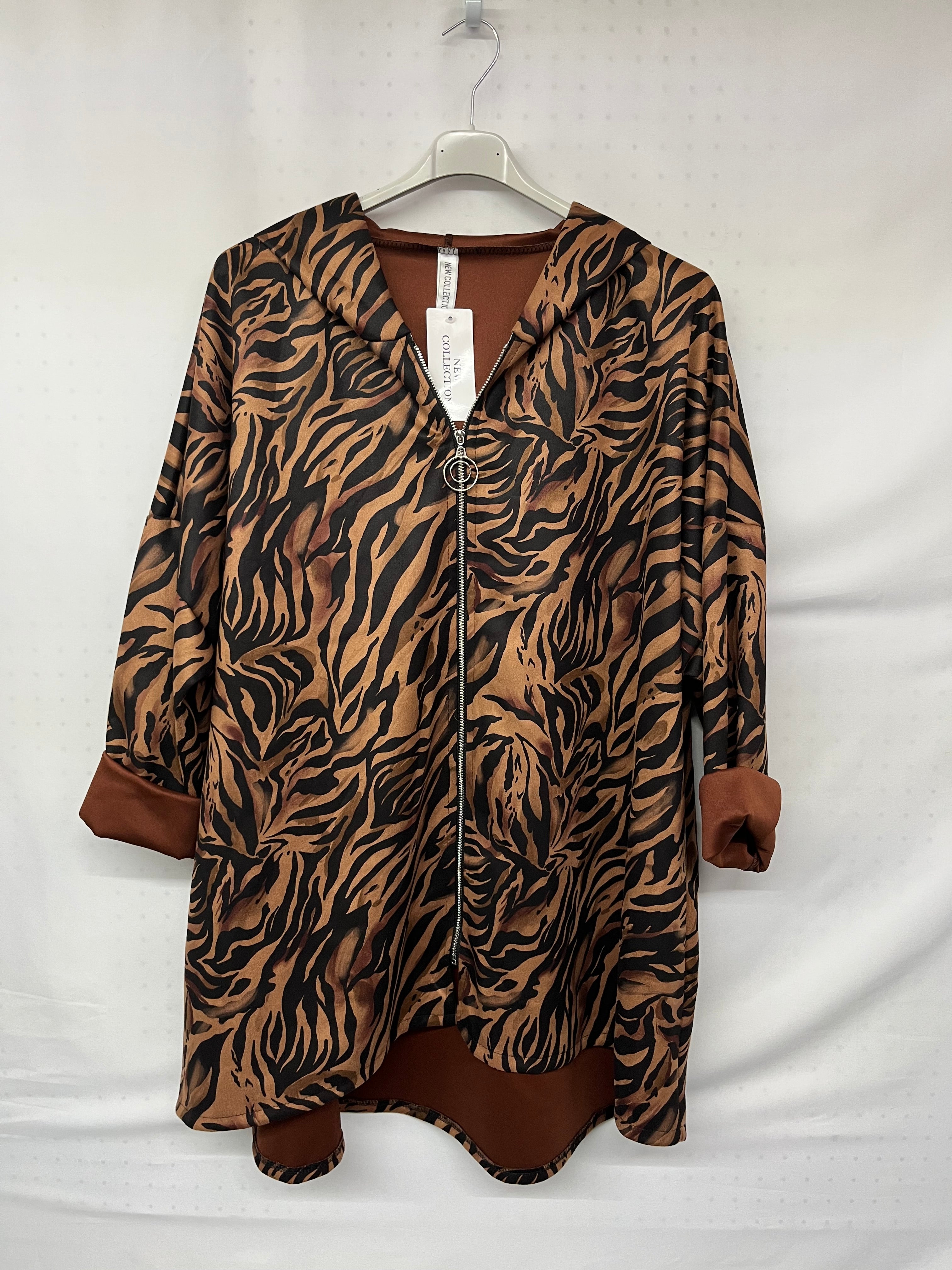 Maglia aperta con zip e cappuccio