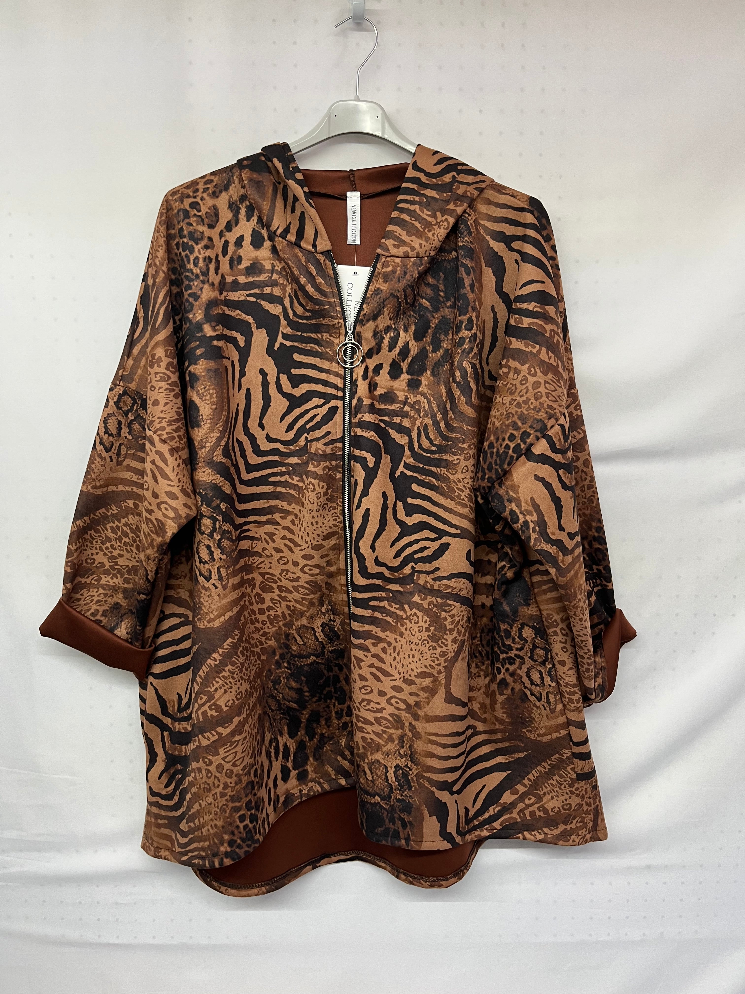 Maglia aperta con zip e cappuccio