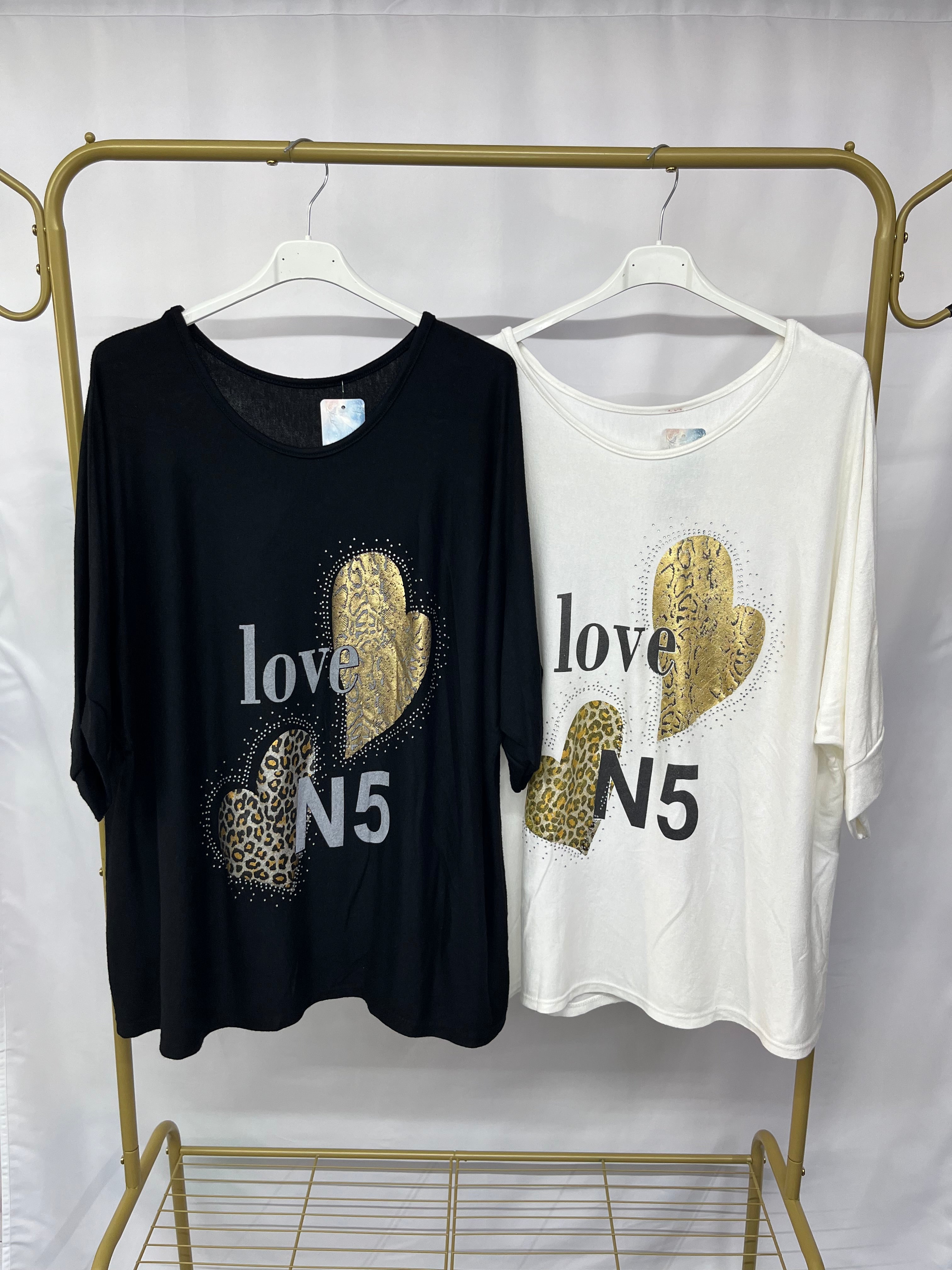 Maglia stampa ‘Love N5’ con maniche a 3/4