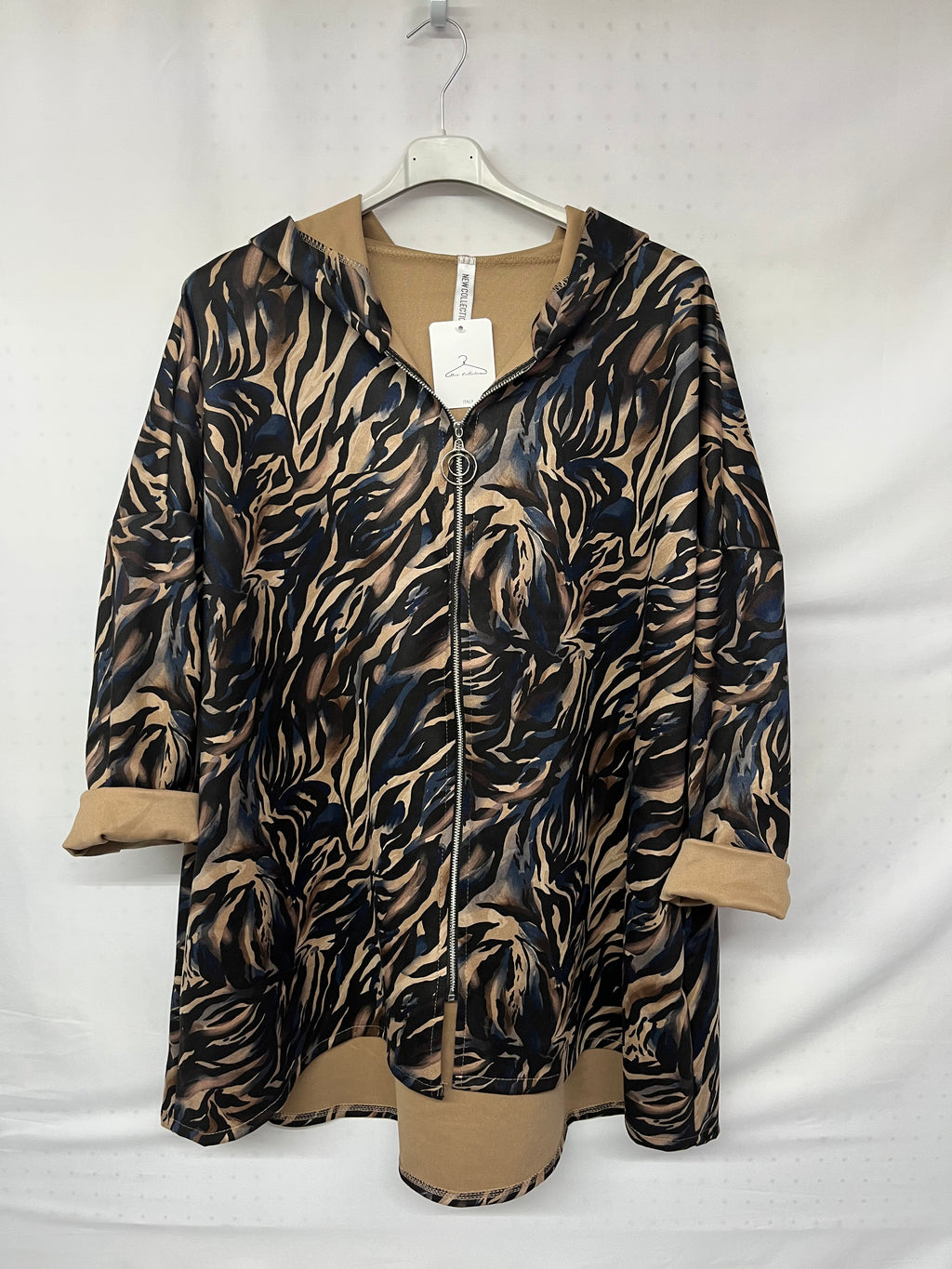 Maglia aperta con zip e cappuccio