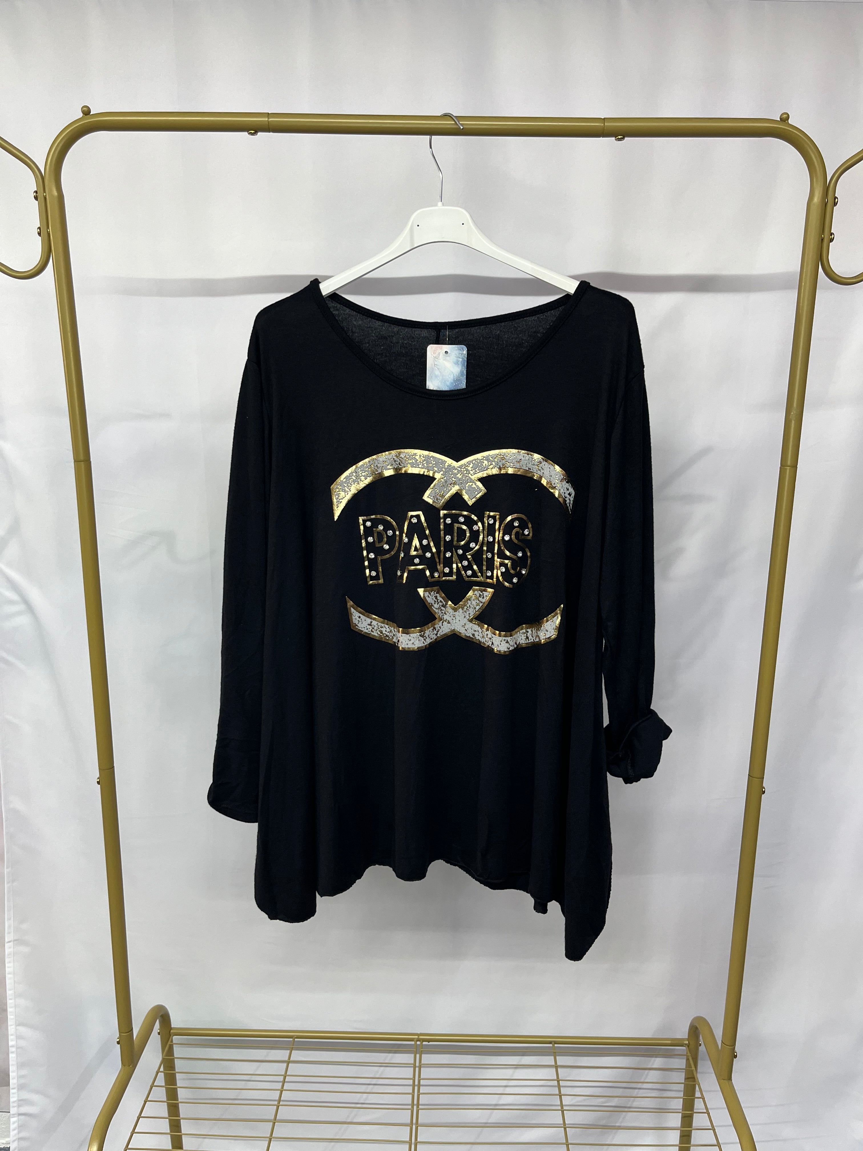 Maglia stampa ‘Paris’ con scollo rotondo
