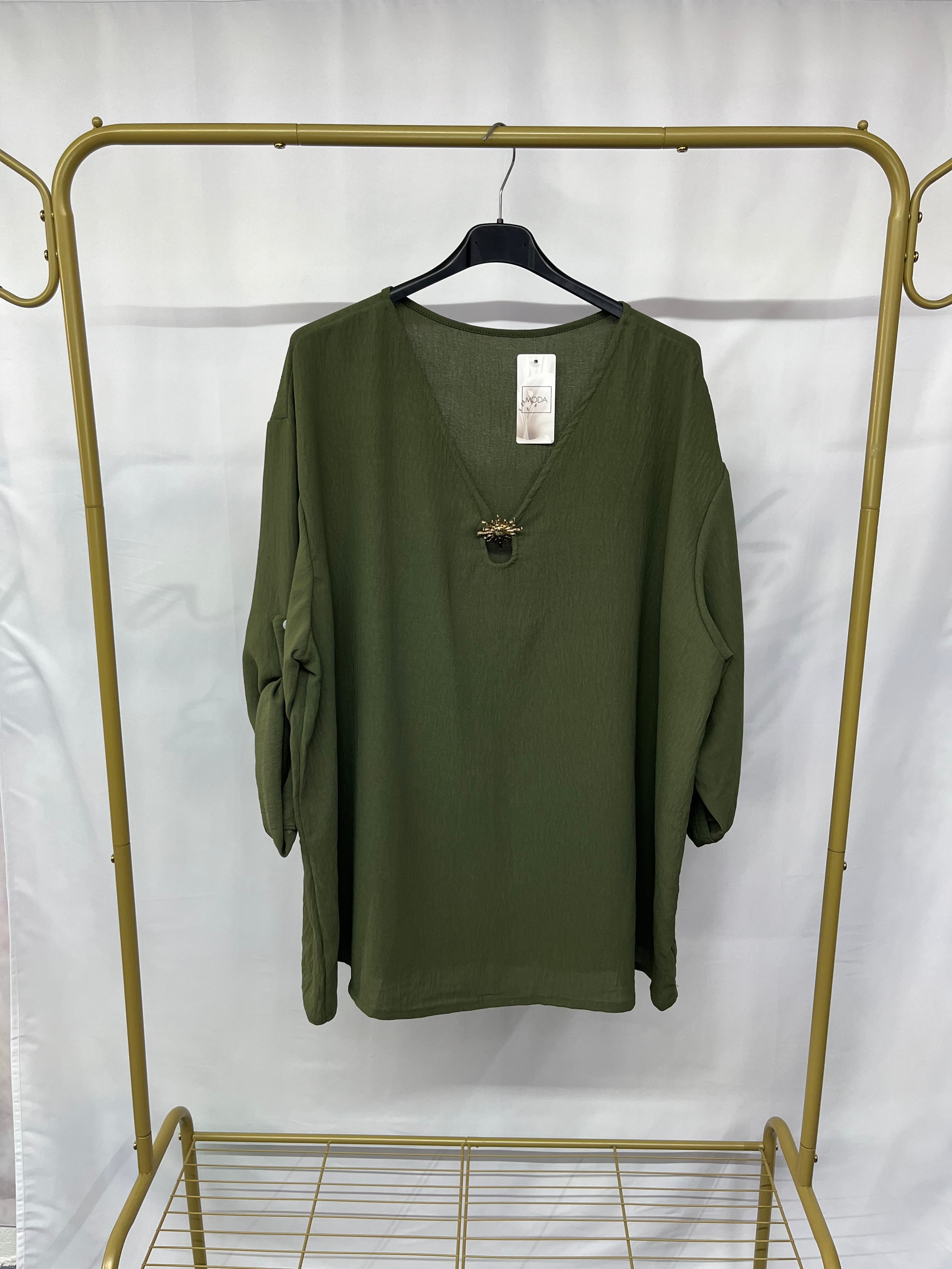 Camicia gioiello sole con scollo a V