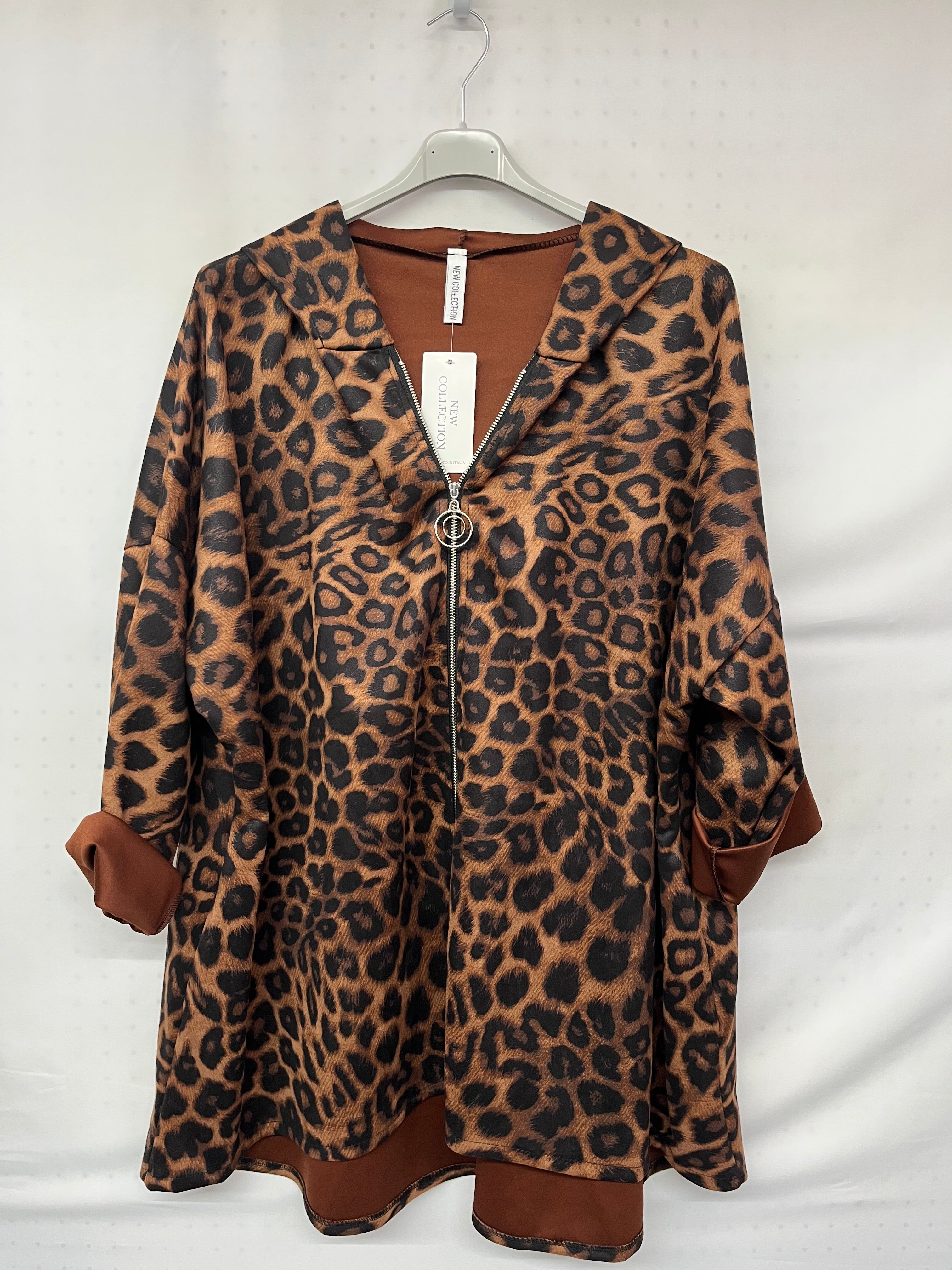 Maglia aperta con zip e cappuccio