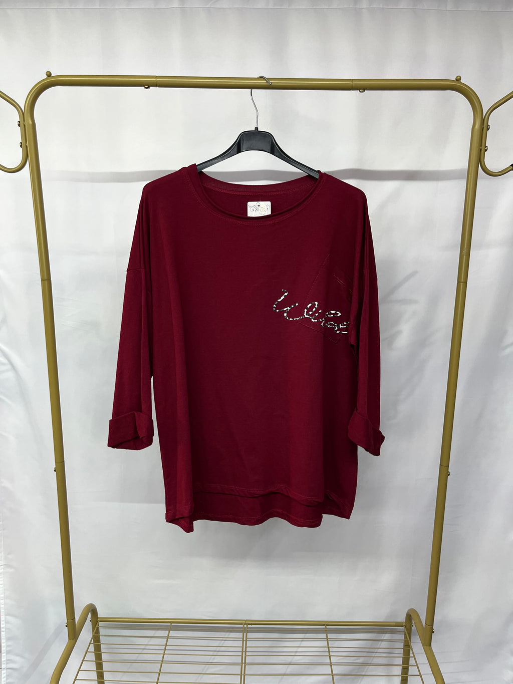 Felpa crew neck con dettaglio maculato su taschino