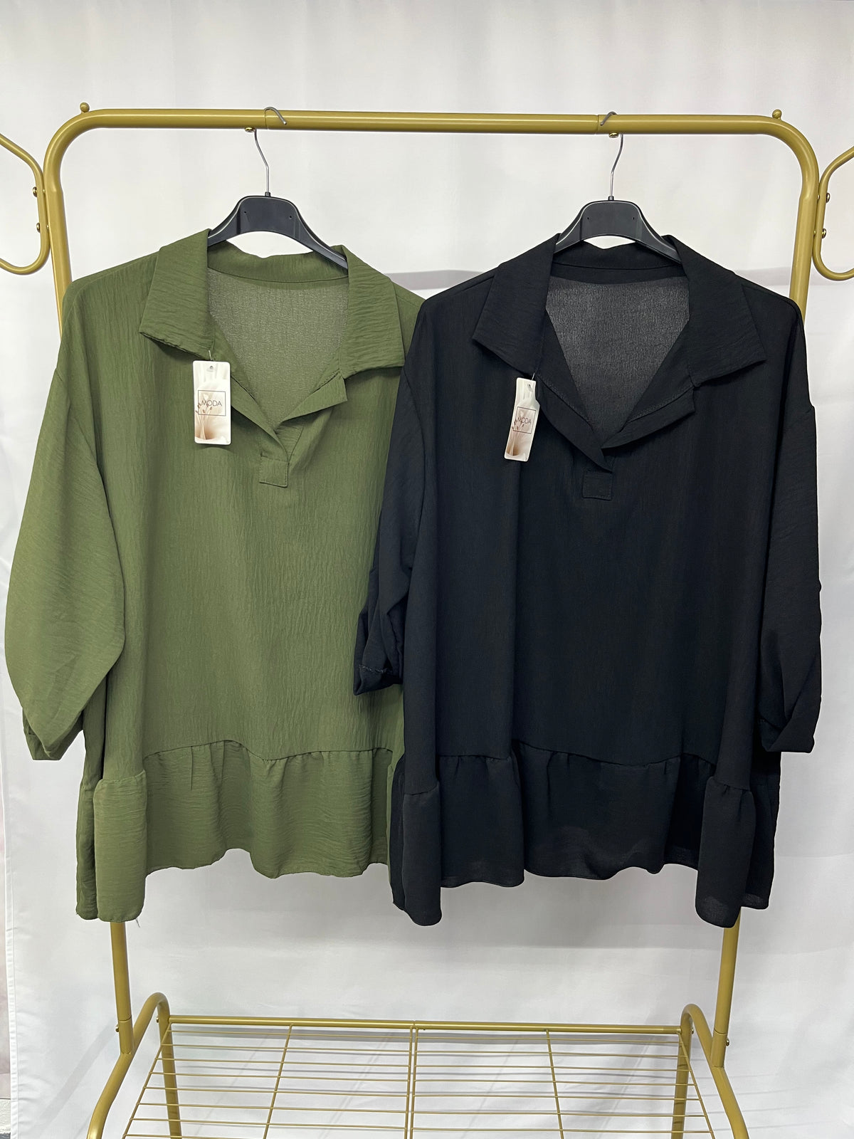 Camicia con colletto e maniche a risvolto