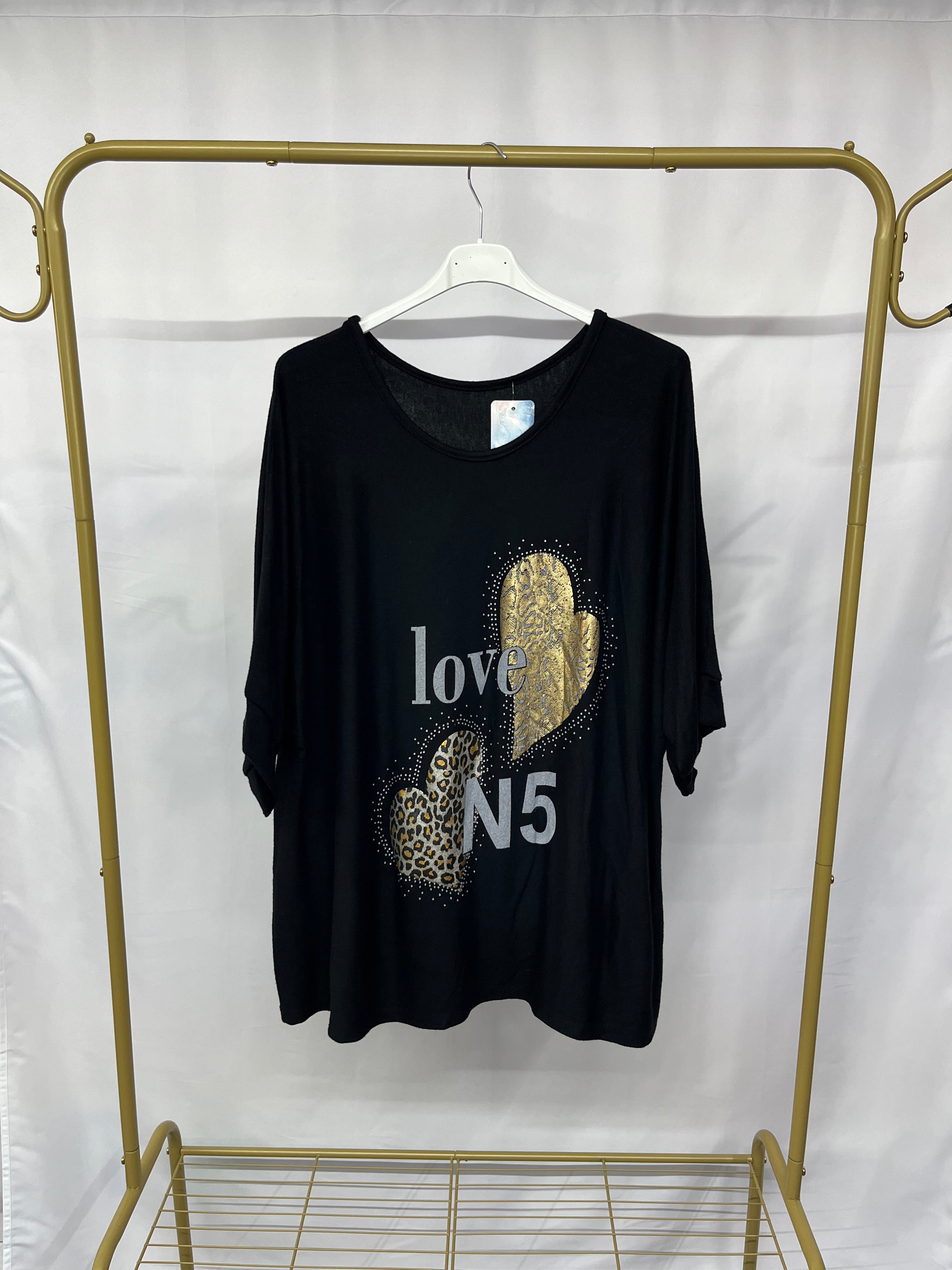 Maglia stampa ‘Love N5’ con maniche a 3/4