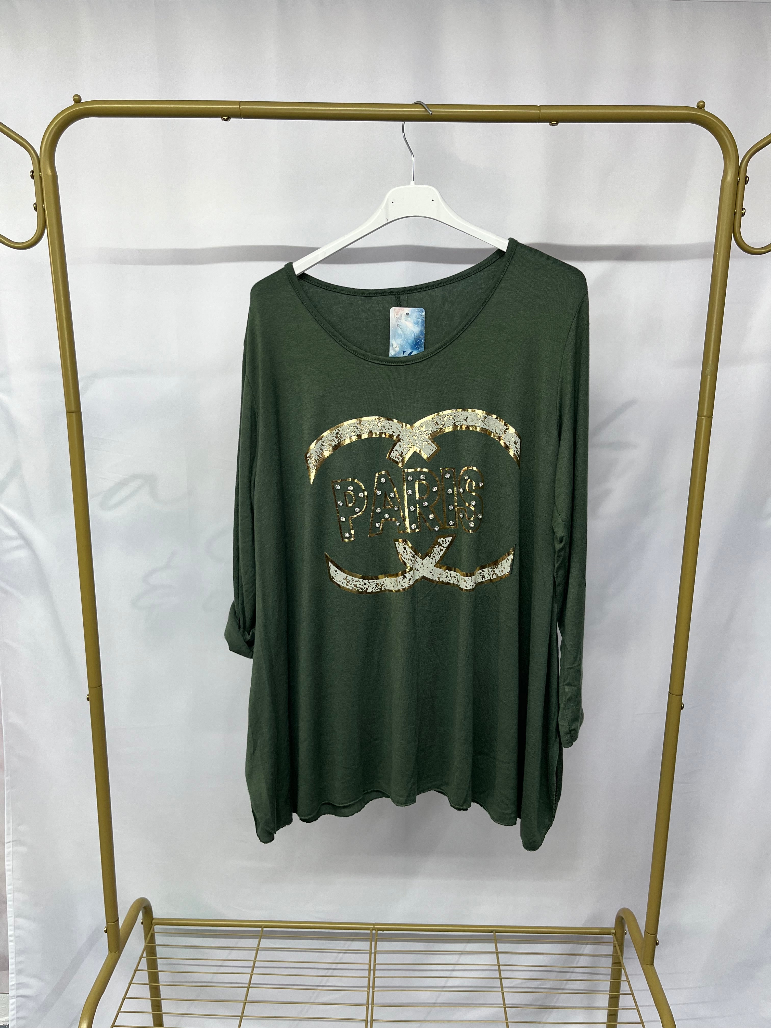 Maglia stampa ‘Paris’ con scollo rotondo