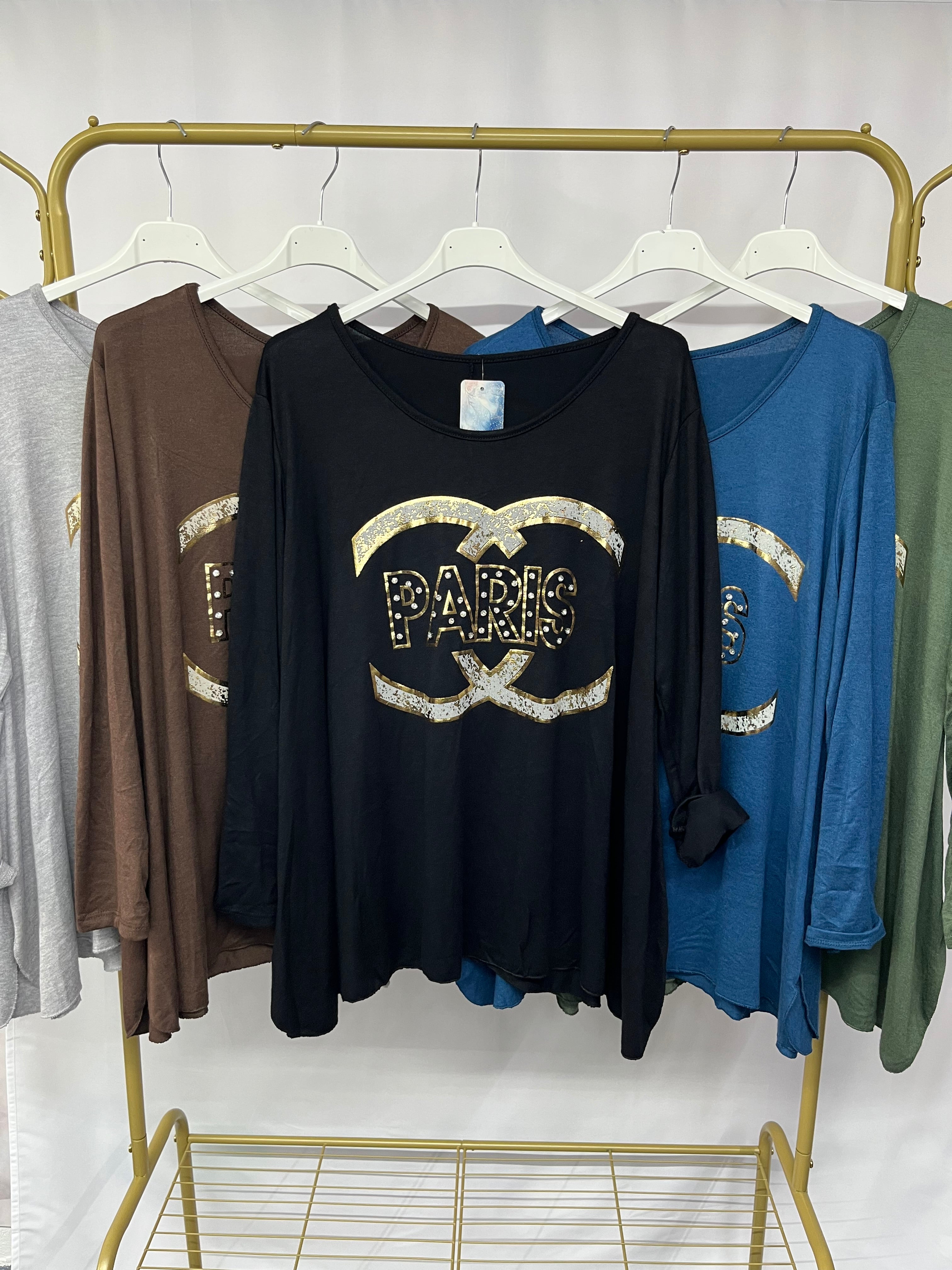 Maglia stampa ‘Paris’ con scollo rotondo