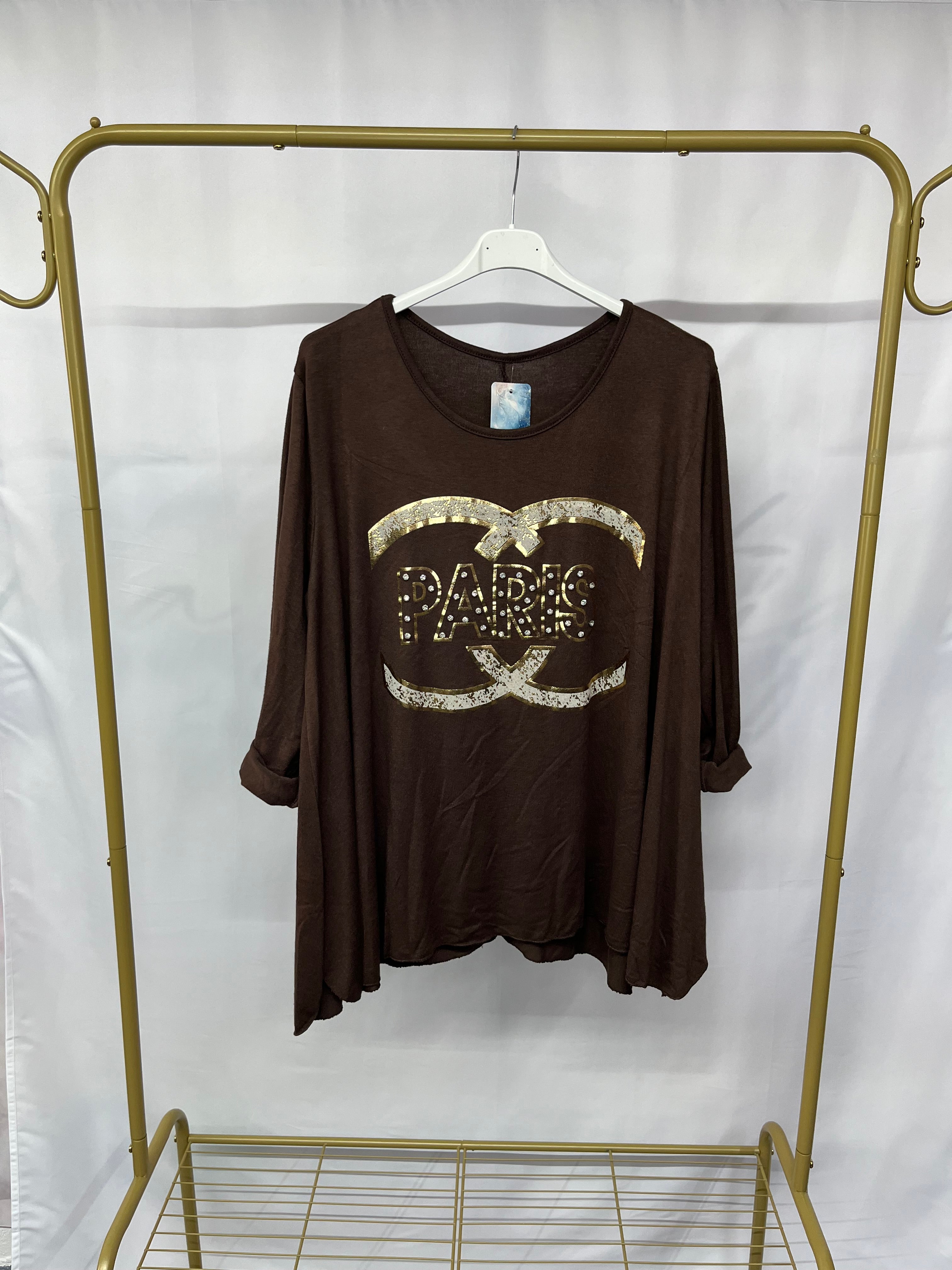 Maglia stampa ‘Paris’ con scollo rotondo