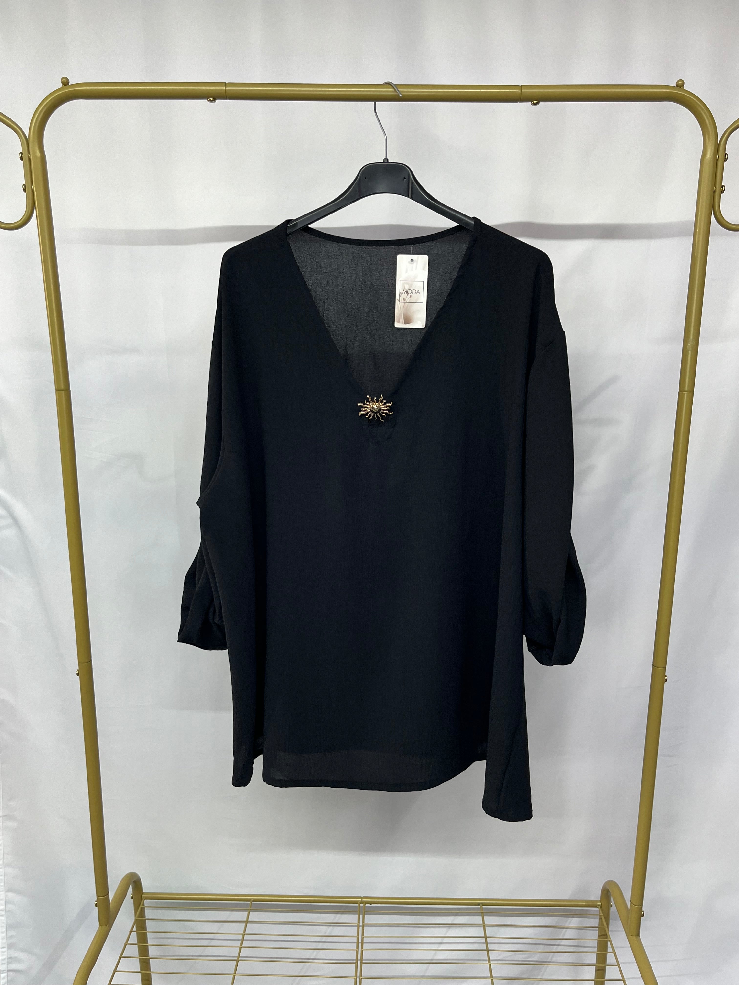 Camicia gioiello sole con scollo a V