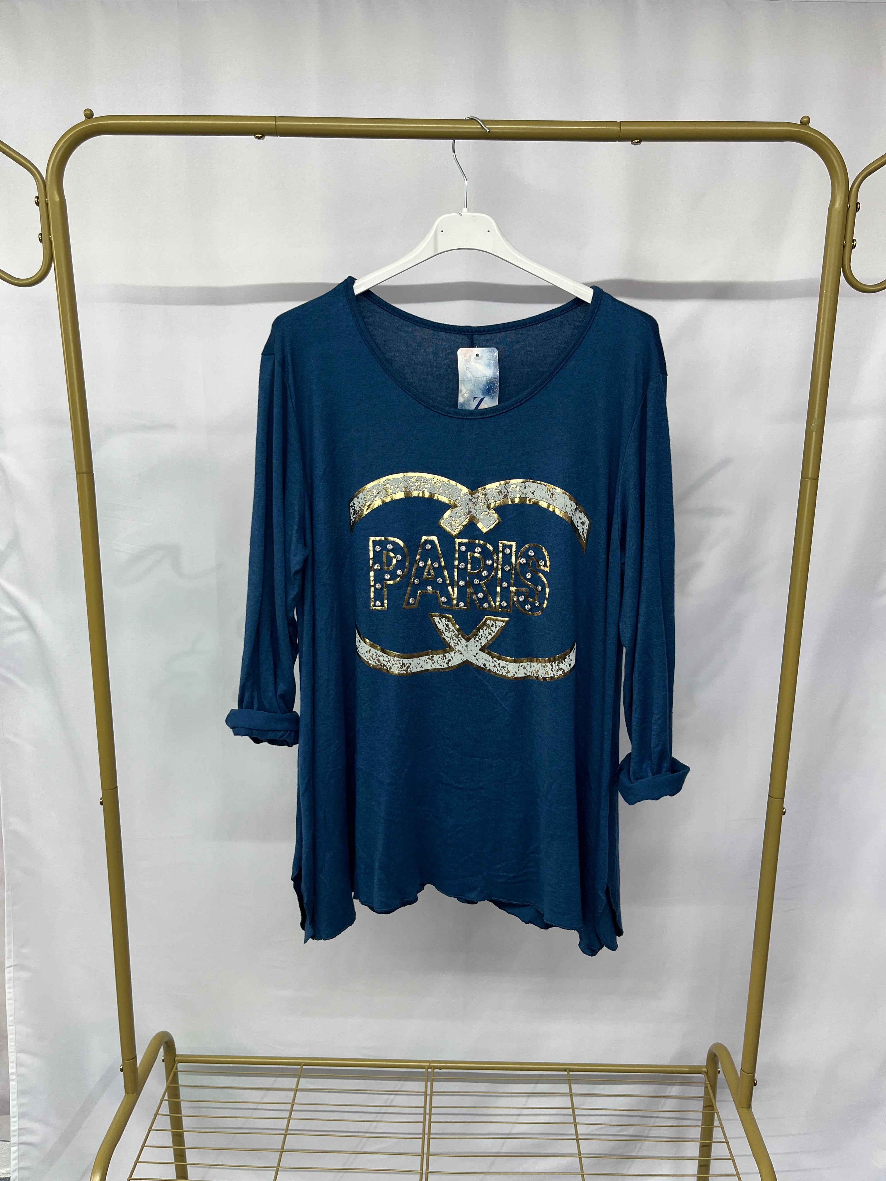 Maglia stampa ‘Paris’ con scollo rotondo