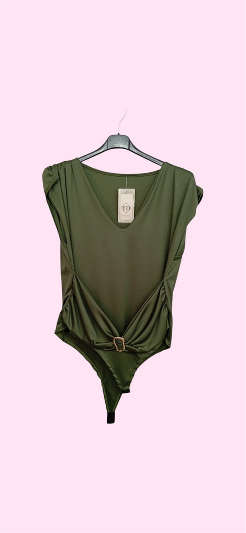 Body con scollo a V e dettaglio ruche