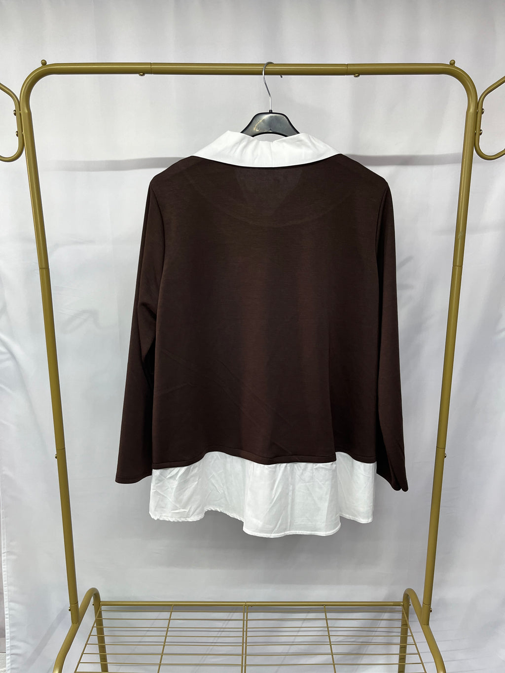 Felpa finta camicia semplice
