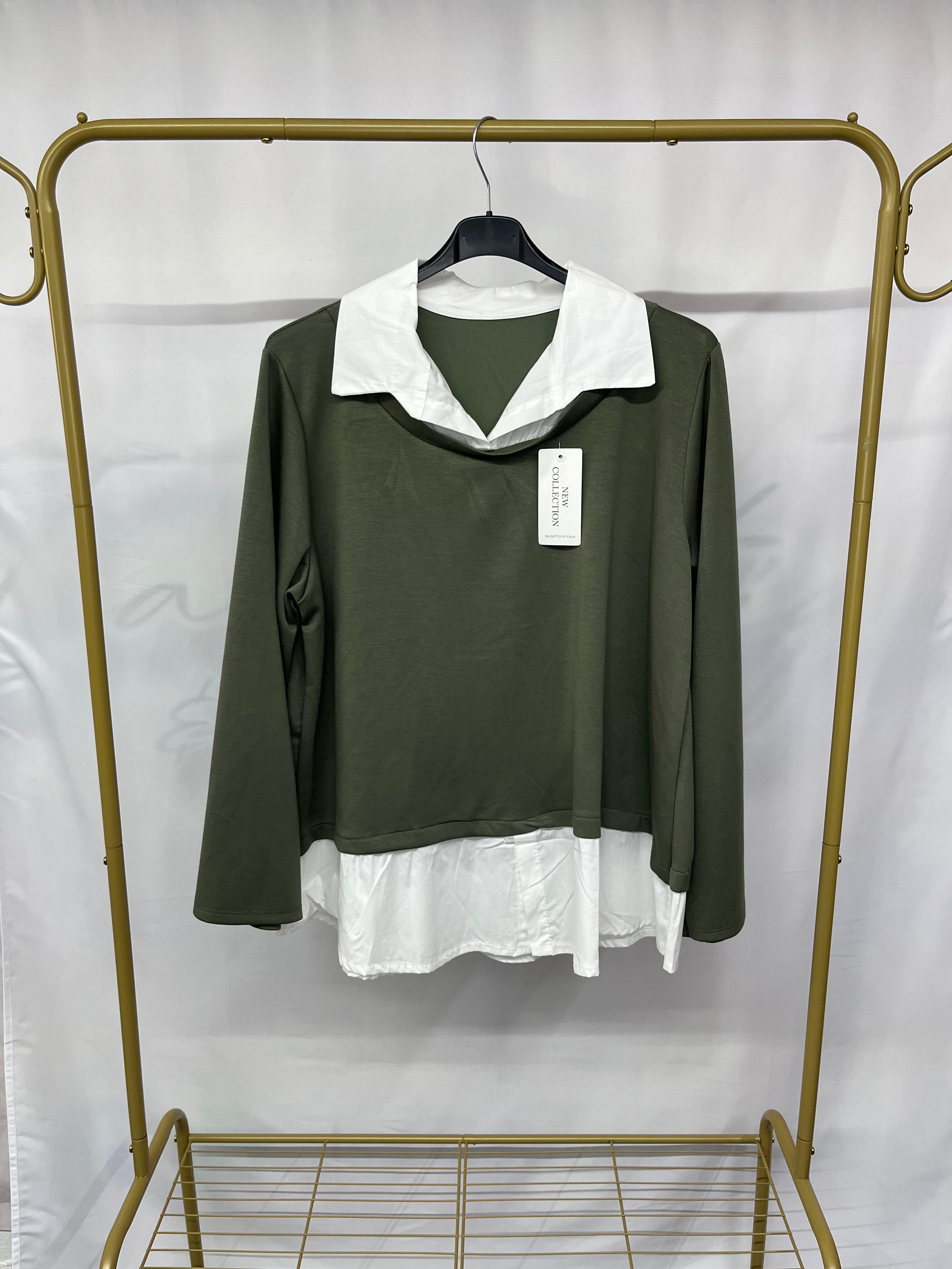 Felpa finta camicia semplice
